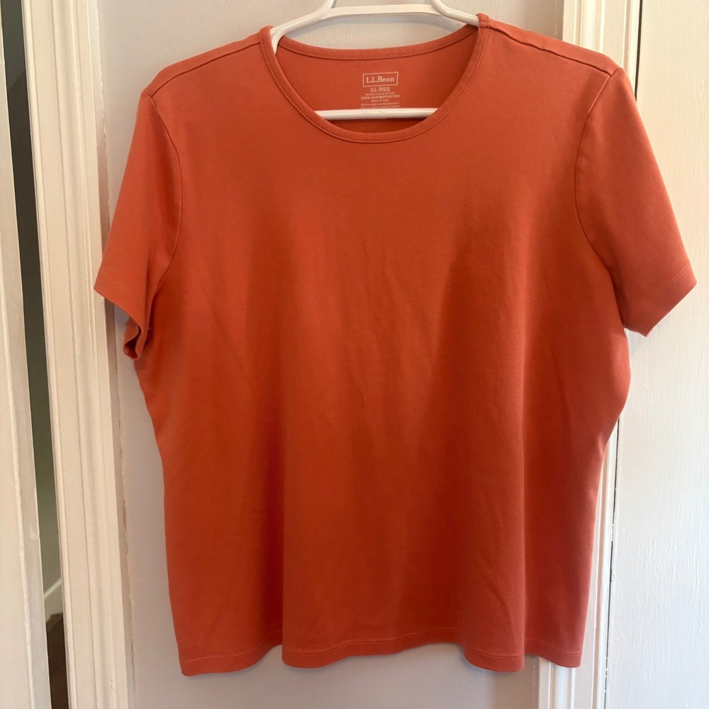 L.L.Bean Womens XL T-Shirt Sienna Brick Orange Supima Cotton Short Sleeve
